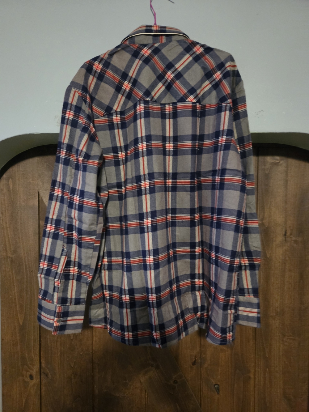 Men's Blue and Gray Plaid Long-Sleeve Shirt